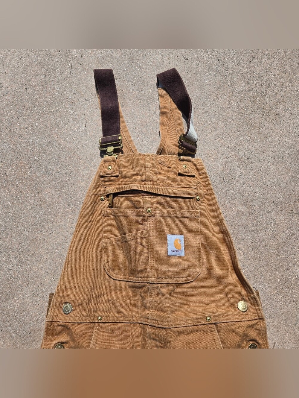 Carhartt Duck Bib Overalls 102776 Mens Size 30x28 Relaxed Fit Workwear Brown - Picture 4 of 13